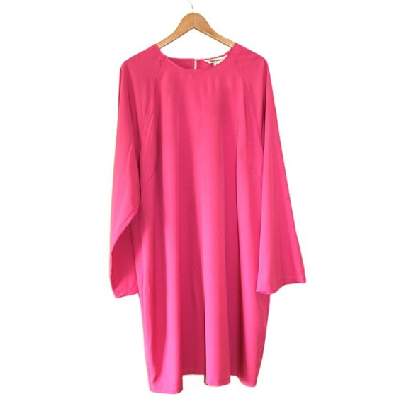 nwt ASOS Urban Threads Plus, Satin Long Sleeve Mini Dress in Pink - Size 18 - Picture 2 of 12